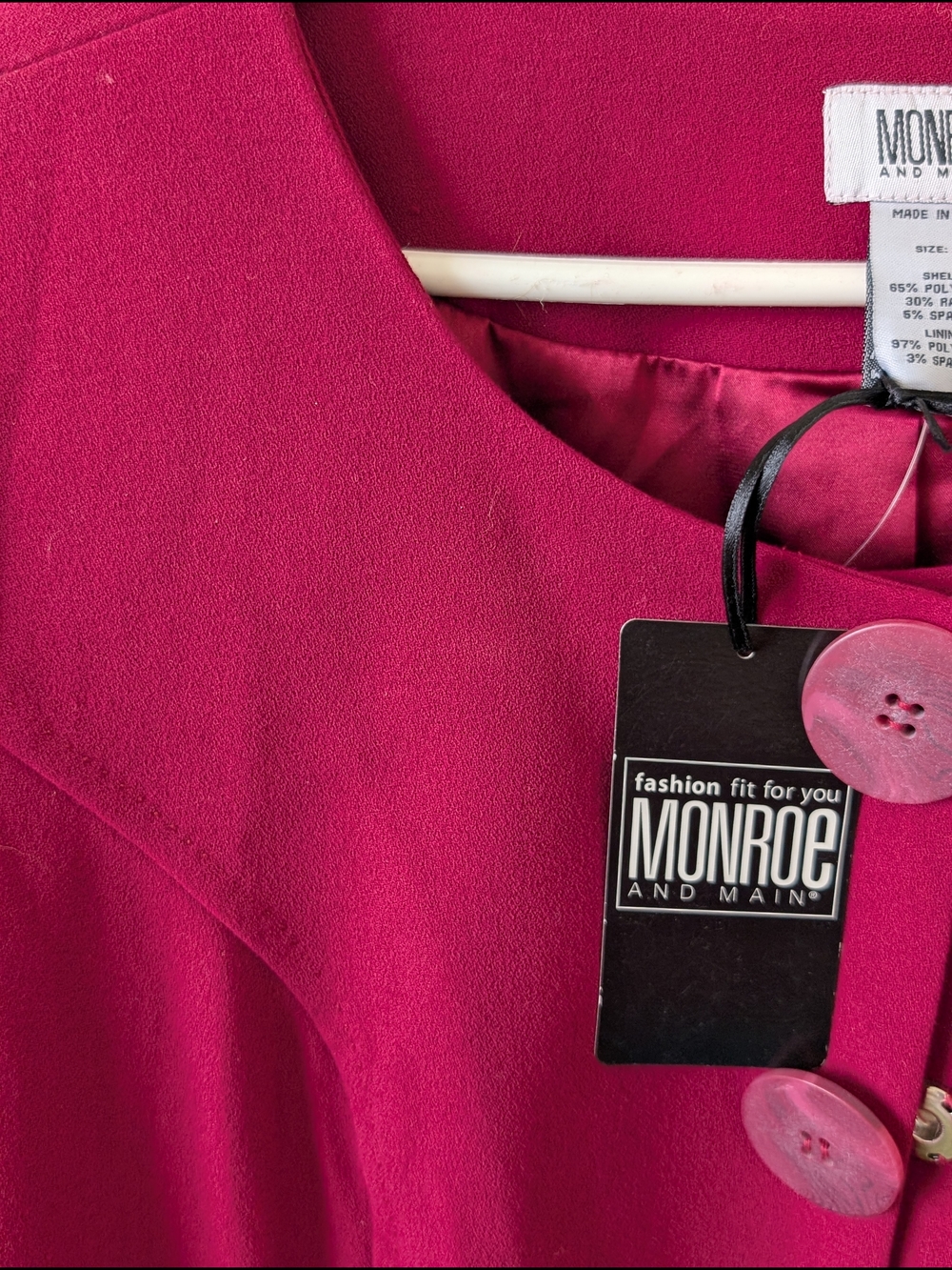 Monroe & Main Raspberry Button Front Women's Jacket - Picture 3 of 4